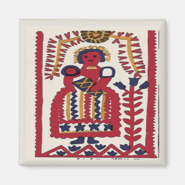 Imán Pennsylvania Dutch Folk Art Madonna (Frente)