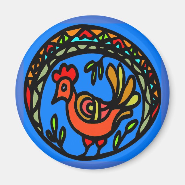 Imán Pennsylvania Dutch Hex red Rooster (Frente)
