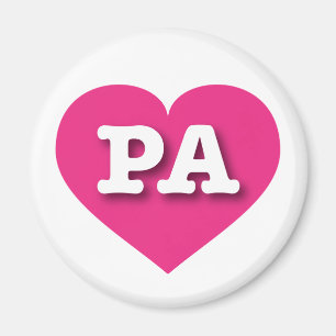 Imán Pennsylvania Hot Pink Heart - Me encanta PA