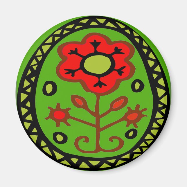 Imán Pennsylvania Rótulo hex holandés Flor roja (Frente)