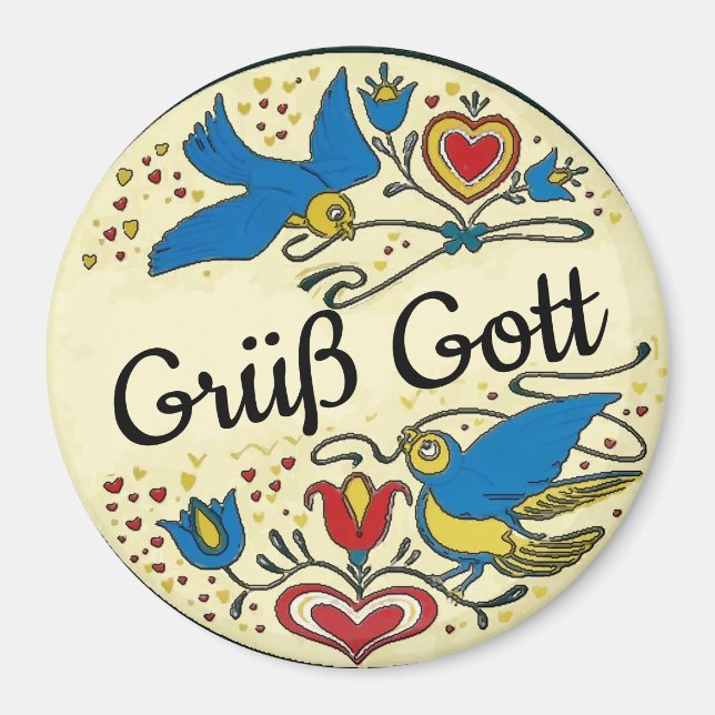 Imán Pennsylvania Rótulo hex holandés Grüß Gott (Frente)