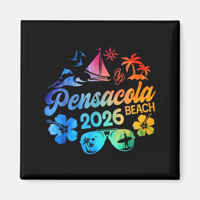 Imán Pensacola Beach Florida 2026 Vacation Tie Dye Summ (Frente)