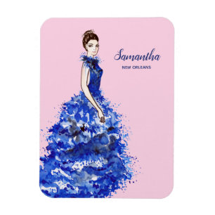 Imán Pensando en la dama con la brillante tarjeta azul