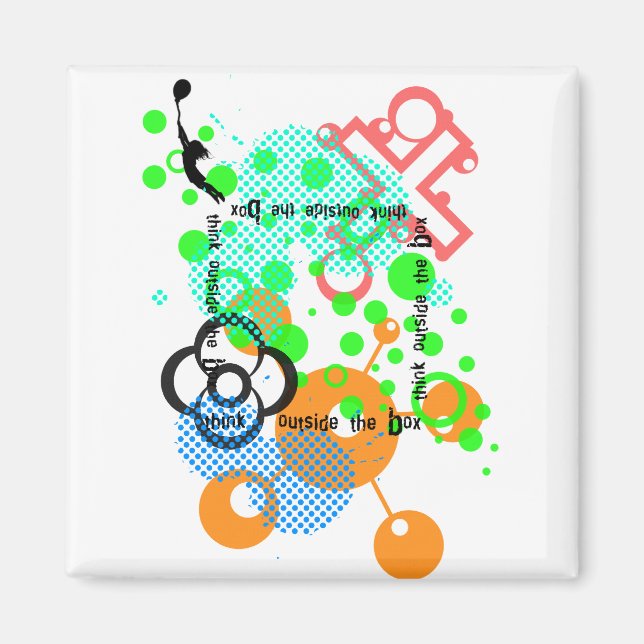 Imán pensar fuera de la caja (Frente)