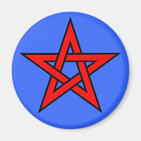Pentagram rojo sobre azul