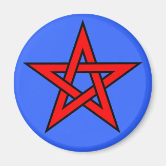Imán Pentagram rojo sobre azul