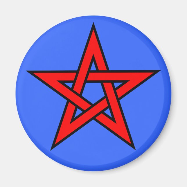 Imán Pentagram rojo sobre azul (Frente)