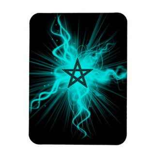 Imán Pentagrama brillante azul neón - Símbolo pagano