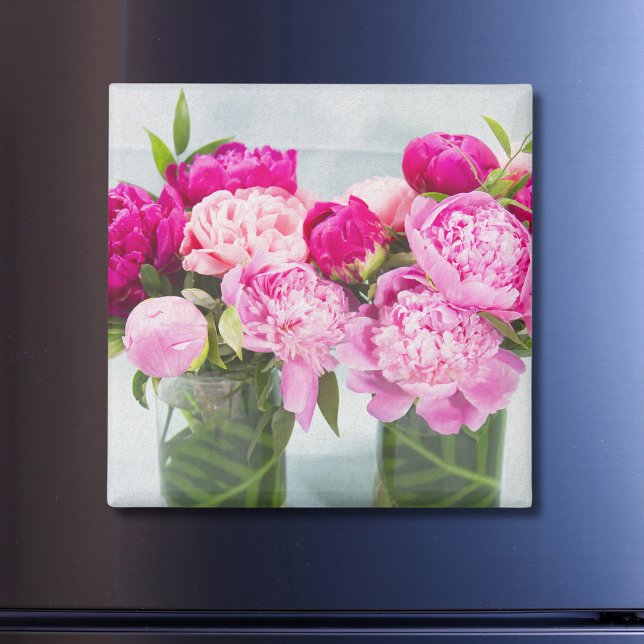 Imán Peonías rosadas vibrantes con efecto de pintura al (Subido por el creador)