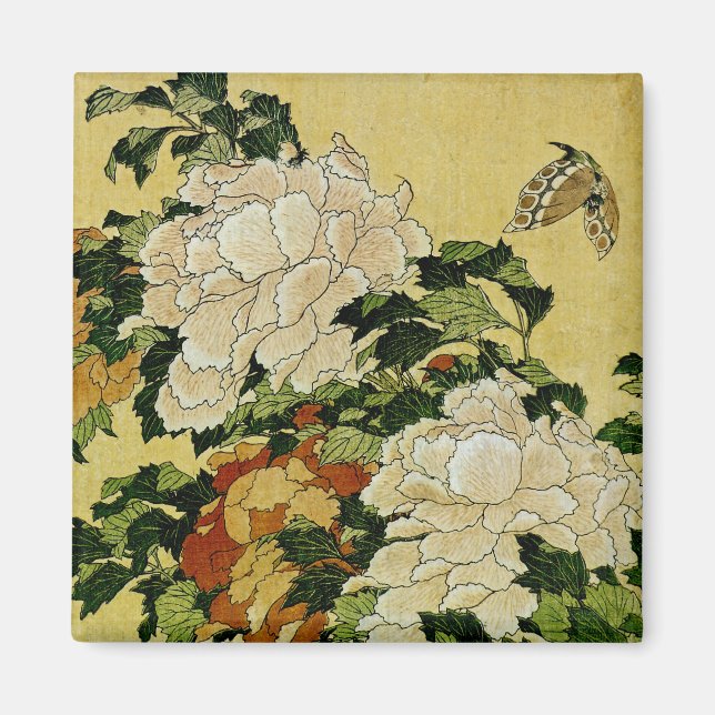 Imán Peonías y mariposa (Frente)