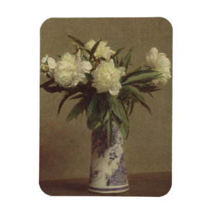 Imán Peonies en un florero azul y blanco