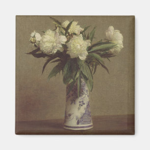 Imán Peonies en un florero azul y blanco