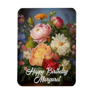 Imán Peonies Happy Birday