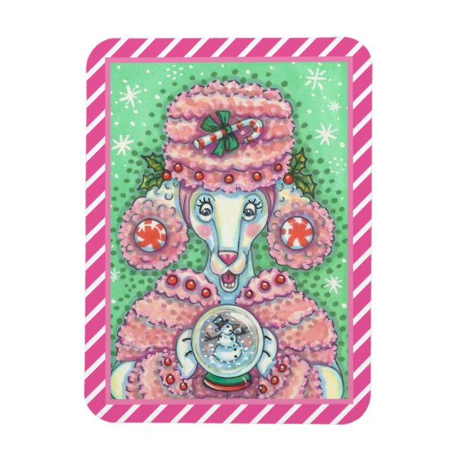 IMÁN PEPPERMINT PINK POODLE, DIVERSOS NAVIDADES DOG MAG (Vertical)