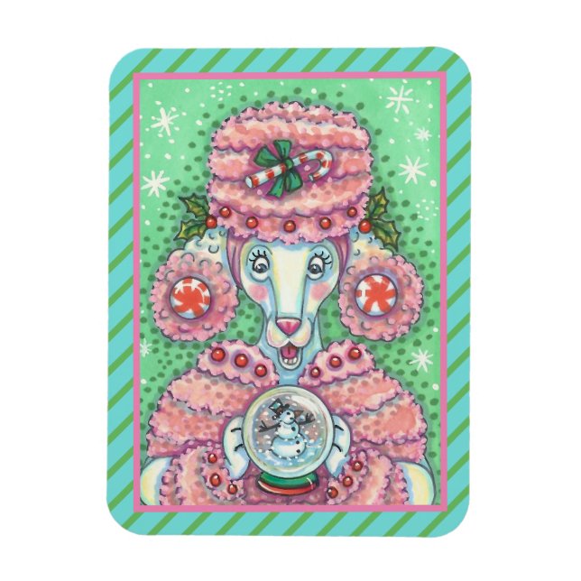 IMÁN PEPPERMINT PINK POODLE, DIVERSOS NAVIDADES DOG MAG (Vertical)