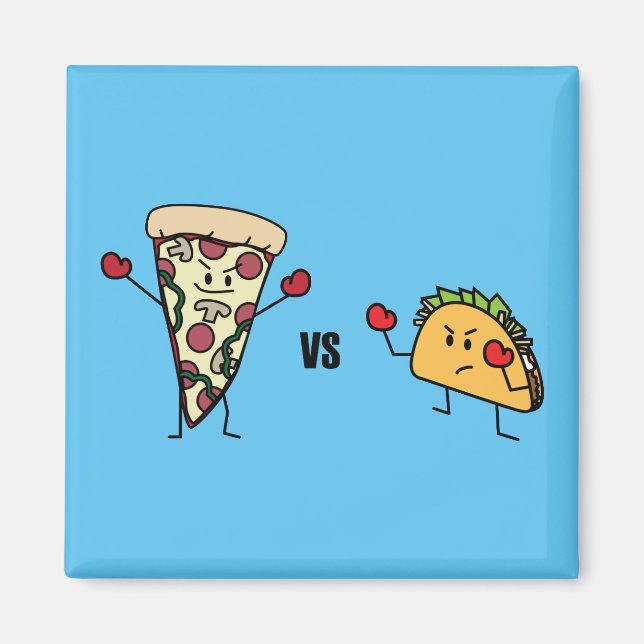 Imán Pepperoni Pizza VS Taco: mexicano versus italiano (Frente)