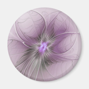 Imán Pequeña belleza arte floral fractal moderno gris m
