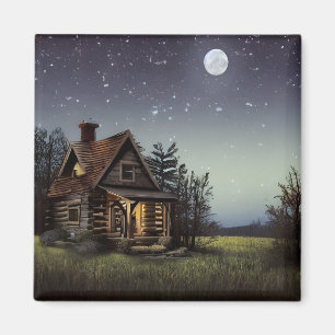 Imán Pequeña cabaña a la luz de la luna
