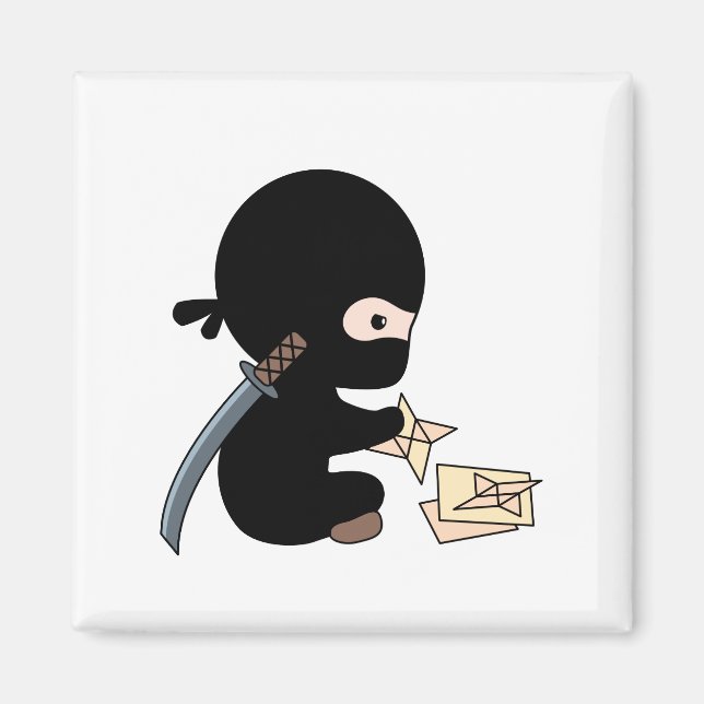 Imán Pequeña estrella de papel de Origami Ninja (Frente)