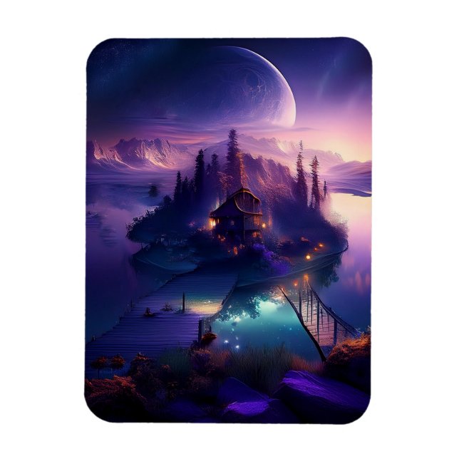 Imán Pequeña Isla Marítima Con Hogar De Vacaciones (Vertical)