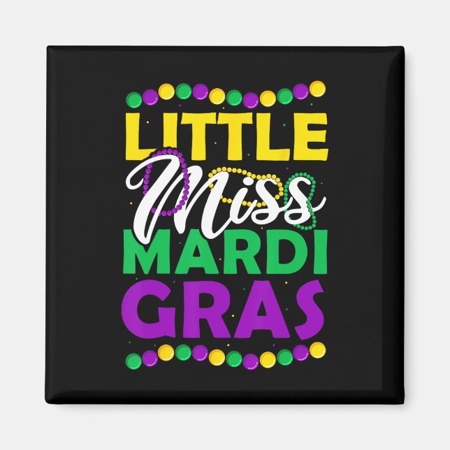 Imán Pequeña Ropa de Carnaval de Niños de Miss Mardi Gr (Frente)