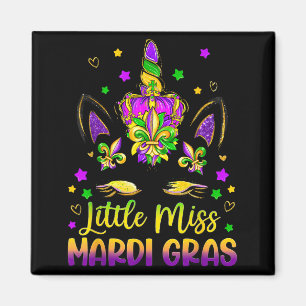 Imán Pequeña Señorita Mardi Gras Unicornio Princesa Niñ