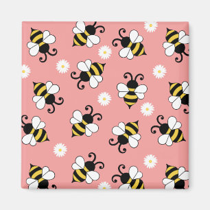 Imán Pequeñas abejas y flores de margarita