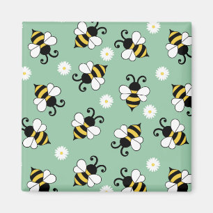 Imán Pequeñas abejas y flores de margarita