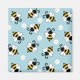 Imán Pequeñas abejas y flores de margarita
