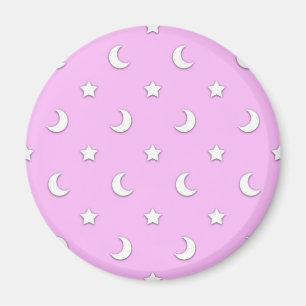 Imán Pequeñas estrellas blancas y lunas en rosa