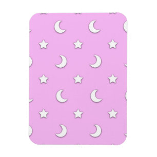 Imán Pequeñas estrellas blancas y lunas sobre rosa