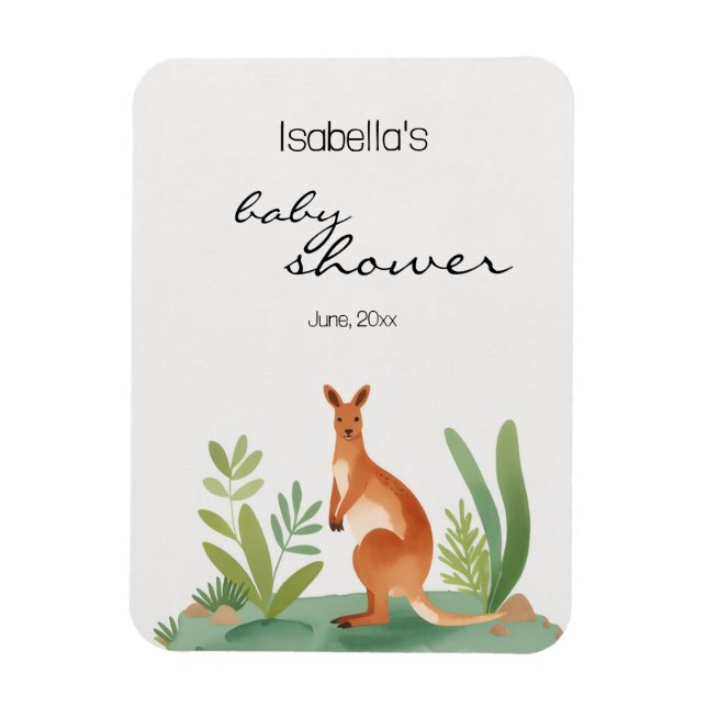 Imán Pequeño acuarela Kangaroo Baby Shower favor (Vertical)