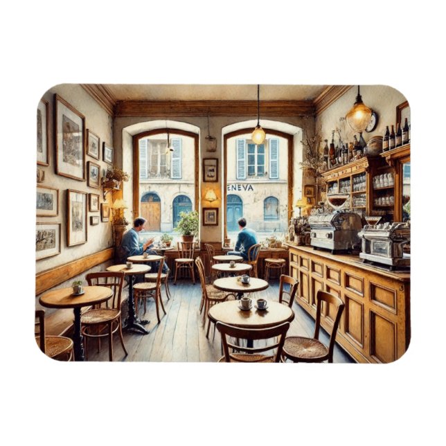 Imán Pequeño café en Ginebra, Suiza (Horizontal)