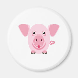 Imán Pequeño cerdo rosa feliz y lindo