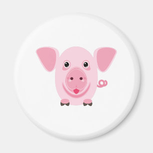 Imán Pequeño cerdo rosa feliz y lindo