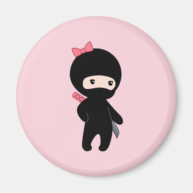 Imán Pequeño Chica Ninja en rosa (Frente)