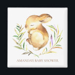 Imán Pequeño conejito Baby Shower Favnet<br><div class="desc">Pequeño e íntimo imán de conejo para una ducha de bebé Neutral en el bosque. Cambie el fondo haciendo clic en el personalizar y utilice nuestro selector de color!. Artículos coincidentes disponibles en nuestra tienda.</div>