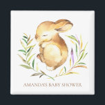 Imán Pequeño conejito Baby Shower Favnet<br><div class="desc">Pequeño e íntimo imán de conejo para una ducha de bebé Neutral en el bosque. Cambie el fondo haciendo clic en el personalizar y utilice nuestro selector de color!. Artículos coincidentes disponibles en nuestra tienda.</div>