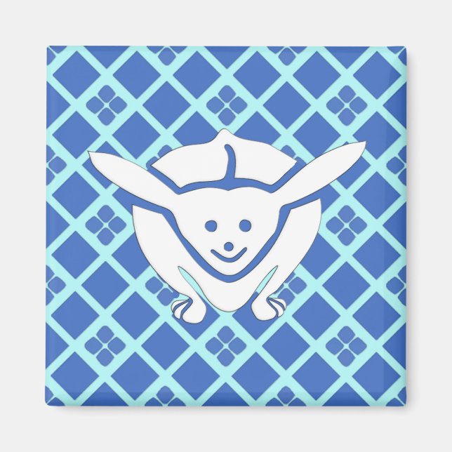 Imán Pequeño conejo japonés, azul (Frente)