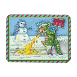 IMÁN PEQUEÑO DRAGÓN MELTING & SHOVELING NIEVE, DIVERTID