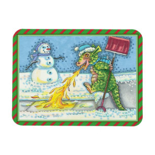 IMÁN PEQUEÑO DRAGÓN MELTING & SHOVELING NIEVE, DIVERTID