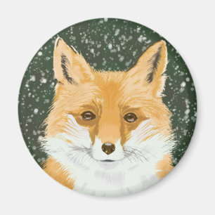 Imán Pequeño Fox Roja - en la nieve. 