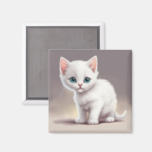 Imán Pequeño gatito blanco adorable