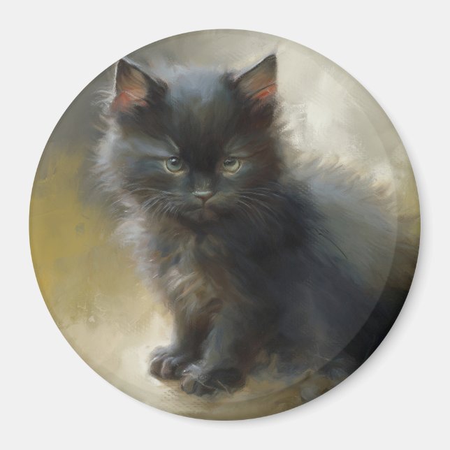 Imán Pequeño Gatito Negro Sombra (Frente)
