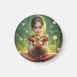 Imán Pequeño guardián de dragones con mariposas