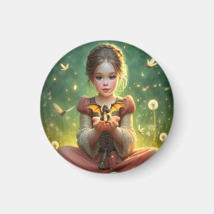 Imán Pequeño guardián de dragones con mariposas