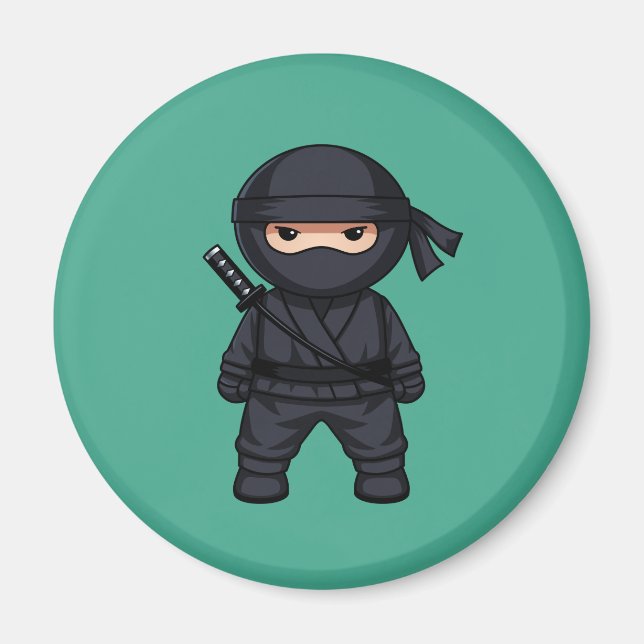 Imán Pequeño guerrero ninja en verde (Frente)