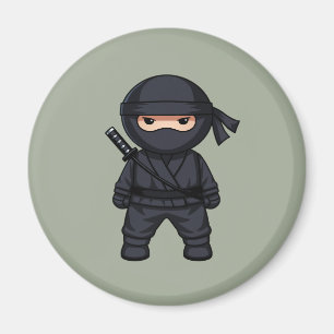 Imán Pequeño guerrero ninja sobre verde salvia