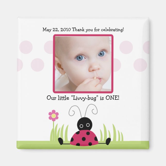Imán Pequeño Ladybug Baby Shower / Birthday Favnet (Frente)