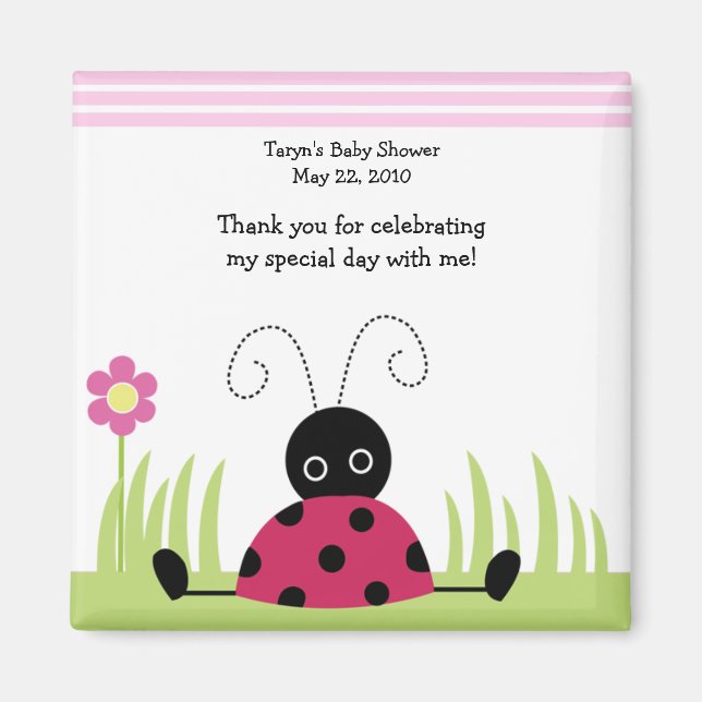 Imán Pequeño Ladybug Baby Shower / Birthday Favnet (Frente)